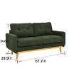 Homy Casa 67.7" Mid-Century Upholstered Tufted Loveseat Sofa with Wooden Legs - 3 of 4