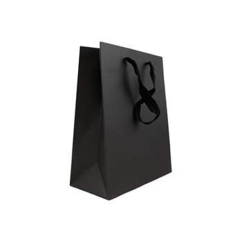JAM Paper Heavy Duty Kraft Gift Bags Medium 8 x 10 x 4 Black Matte Recycled 3 Bags/Pack (672HDBLA)
