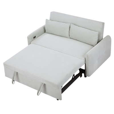 NicBex Modern Pull Out Sofa Bed Convertible Sofa Couch with Adjustable Back and USB Ports for Living Room, Light Blue