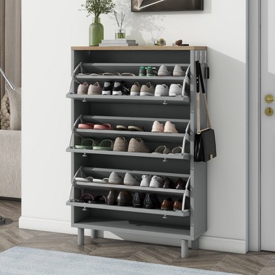 LOVMOR Narrow Design Shoe Cabinet with 3 Flip Drawers