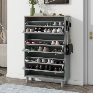 LOVMOR Narrow Design Shoe Cabinet with 3 Flip Drawers - 1 of 4