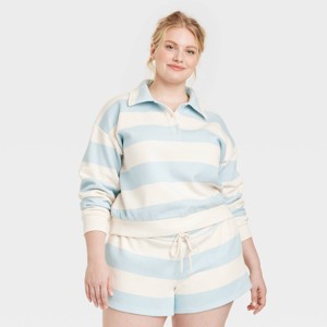 Women's Leisure Studio Long Sleeve Fleece Polo Shirt - Universal Thread™ - 1 of 3