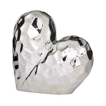 11'' x 12'' Porcelain Heart Sculpture Silver - Olivia & May