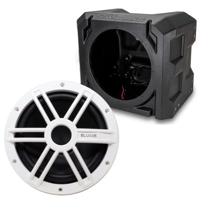 Bluave X10S2W 10" Marine Subwoofer 250w 2-Ohm White Grill with Sub Box Enclosure
