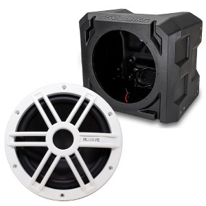 Bluave X10S2W 10" Marine Subwoofer 250w 2-Ohm White Grill with Sub Box Enclosure - 1 of 4