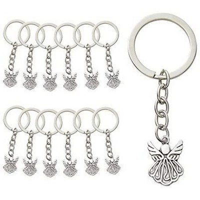 Okuna Outpost 60 Pack Guardian Angel Keychains with Key Rings for Baptism, First Communion & Wedding, Silver