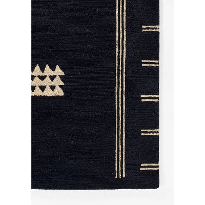 Navy and Beige Hand-Tufted Wool Runner Rug 2'6" x 8'