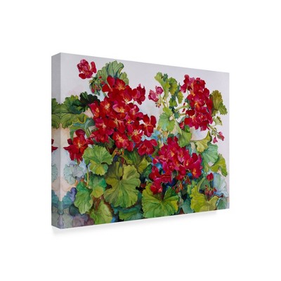Trademark Fine Art -Joanne Porter 'Deep Red Geraniums' Canvas Art