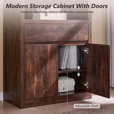 Sincido 72" Tall Pantry Cabinet, Kitchen Storage Cabinet with Large Drawer & Adjustable Shelves, Modern Organizer for Living Room, Dining Room, Brown — фото 4