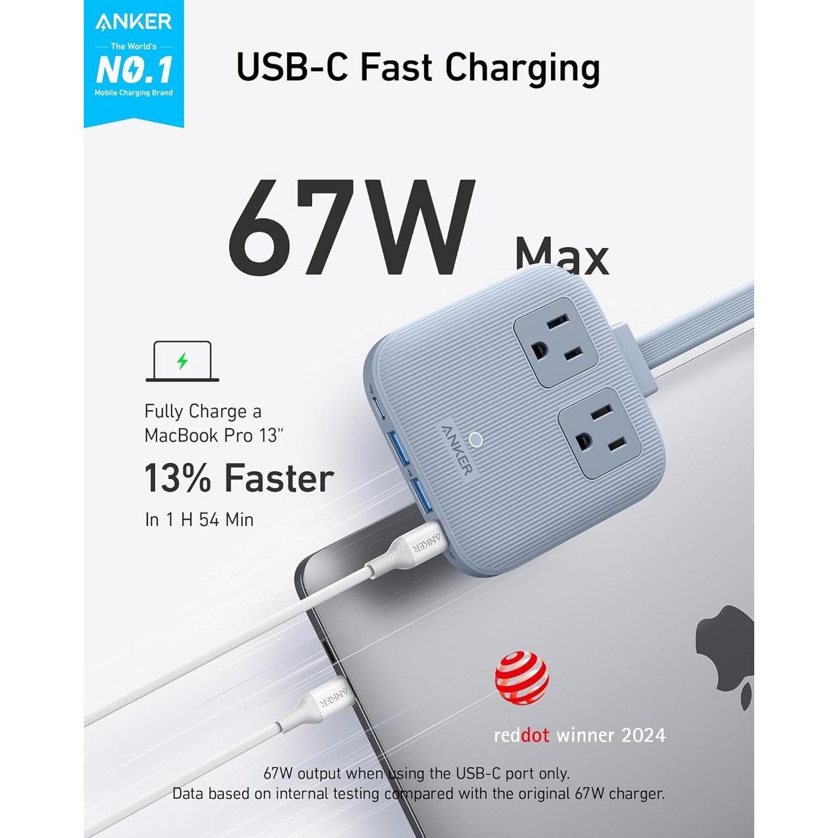 Anker Travel Power Strip, Anker Nano 67W Max 6-in-1 USB C Charger - thumbnail 8