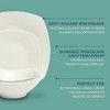 Gibson Home 40-Piece Dinnerware Set – Square White Porcelain Plates and Bowls, Service for 8 - 3 of 4