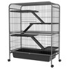 PawHut 53.5" H Small Animal Cage, 5-Level Metal Ferret or Bunny Cage with Wheels, Chinchilla Cage with Removable Tray, 2 Front Doors, Ramps, Gray - 4 of 4