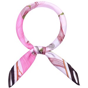 INSPIRE CHIC Women's Floral Printed Satin Square Flowers Silky Neck Scarves 1Pc - 1 of 4