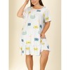 Women's Plus Size Pattern Short Sleeve Soft Comfy Lovely Sleep dress - Agnes Orinda - 2 of 4