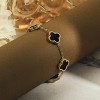 Fashion double-sided mother-of-pearl titanium steel bracelet with ins high-end feel, 18k lucky four-leaf clover design White - 4 of 4
