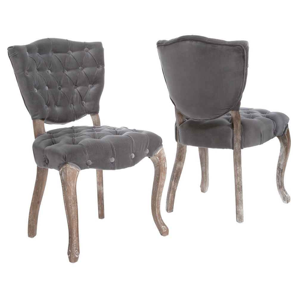 Bates Tufted Dining Chair Set 2ct Gray - Christopher Knight Home