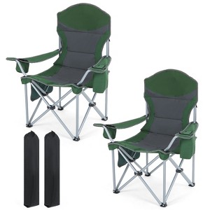 Portable Outdoor Camping Chair with Armrests, Built-in Cooler Bag, Cup Holder & Storage Pocket for Travel & Picnics - 1 of 4