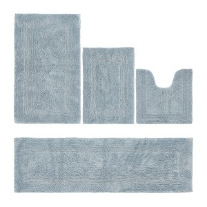 Lux Premium 100% Cotton Tufted Solid Reversible 4 Piece Bath Rug Set – Ultra-Soft, Water-Absorbent, Durable, Machine Washable Bathroom Rug - 1 of 4