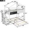 Kumasinova Twin-Over-Full House Bunk Bed with Storage Staircase & Blackboard – Pine Wood Bed Frame, Pitched Roof + Window, Fence-Shaped Guardrails - 3 of 4