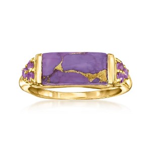 Ross-Simons Purple Turquoise and 0.10 ct. t.w. Amethyst Ring in 18kt Gold Over Sterling - 1 of 4