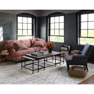 Massena Blue and Beige Hand-Knotted Wool Rug 9' x 12'