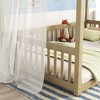 MAYEERTY Full Canopy Frame Floor Bed with Fence, Guardrails, Beige - 3 of 4