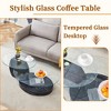 Grungis Artistic Double Layer Coffee Table with Marble and Wood Grain Collision,Density Board Sticker and Reinforced Glass for Dining Room - 4 of 4