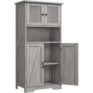 50.4" Tall Bathroom Cabinet, Farmhouse Bathroom Linen Cabinet with Adjustable Shelves, Freestanding Kitchen Pantry Cabinets for Living Room - 1 of 4