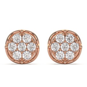 Pompeii3 1 - 2 3/4Ct Diamond 7-Stone Stud Earrings White, Yellow, or Rose Gold Lab Created - 1 of 2