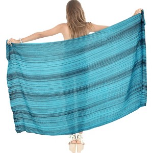 LA LEELA Women's Summer Beach Wrap Bikini Wraps Sarong Swimwear Cover up Skirt Bathing suit Swimsuit Pareo for Women One Size Blue, Tie Dye Design - 1 of 4
