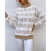 Clearlove Women's Christmas Snowflake Knit Sweater Festive Mock Neck Holiday Top Cozy Christmas Pullover Casual Winter Blouse - 3 of 4