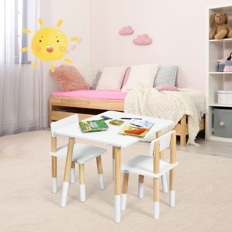 Costway Kids Wooden Table & 2 Chairs Set Children Play Activity Table Furniture Set Living Room, 2 of 11