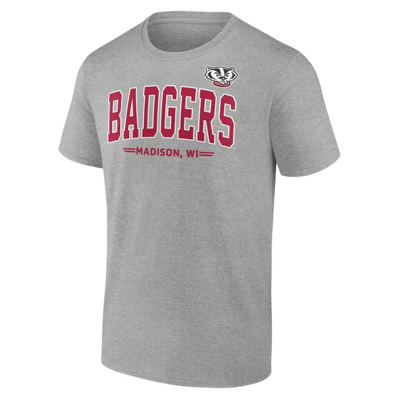 NCAA Wisconsin Badgers Men&#39;s Gray Bi-Blend T-Shirt, 2 of 4