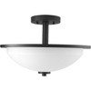 Progress Lighting Replay 2-Light Semi-Flush Ceiling Light, Black Finish, White Glass Shade - 4 of 4