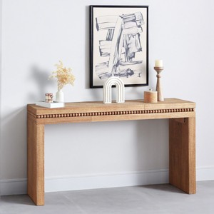 64" Wooden Console Table Decorated with Wooden Beads,Rectangle Wood Sofa Table,Accent Table for Living Room-Cuddlewood - 1 of 4