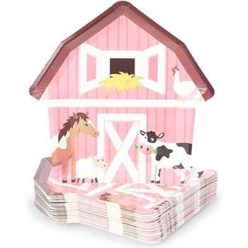 Blue Panda 48-Pack Barnyard Animal Party Supplies, Farm House Theme Disposable Paper Plates, 10"