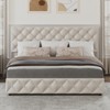 Faux Leather Platform Bed with 4 Storage Drawers, Adjustable Headboard, Diamond Tufted, White, Full/Queen/King Size - 4 of 4