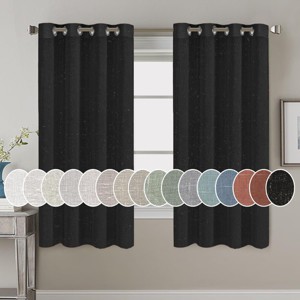 Living Room Linen Curtains Nickel Grommet Energy Saving Light Filtering Semi Sheer Curtain - 1 of 4