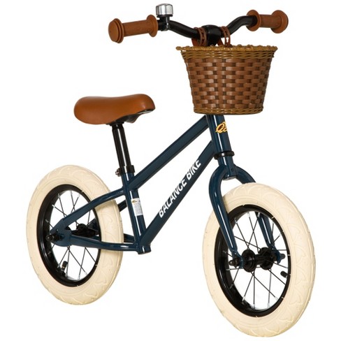 Qaba Kids Balance Bike Toddler No Pedal Bicycle for 3 6 Year Old with Adjustable Handlebar Basket Bell and Rubber Tires