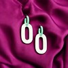Slickblue Women's Drop Earrings, Oval Shape with Glitter Acrylic, Matte Finish, Hoop Closure, Color Options, 2-1/8" - 3 of 3