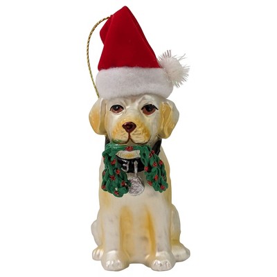 Christmas by Krebs 4" Brown and Red Dog with Santa Hat Figurine Christmas Ornament