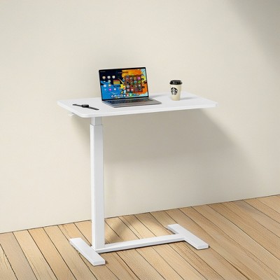 ROOMTEC Portable Adjustable Height Desk, Bedside Table with Hidden Wheels, Freestanding Laptop Desk Side Table