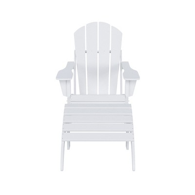 WestinTrends Malibu HDPE Outdoor Patio Folding Poly Adirondack Chair with Ottoman (2-Piece Set)