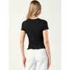 Allegra K Women's Mesh Sheer V Neck Cross Wrap Short Sleeve Ruffled Summer Top - 4 of 4