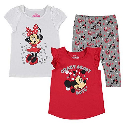 Disney Girl's Minnie Mouse 3 Piece Coordinates, Ruffled Short Sleeve ...