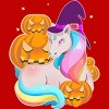 Men's Design By Humans Cute Unicorn With Jack O Lantern Halloween T Shirt By thebeardstudio T-Shirt - 2 of 4
