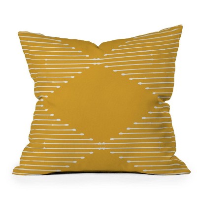 at Home Butter Yellow Canvas Outdoor Square Throw Pillow, 16