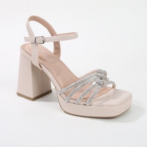 Berness Women's Amar Rhinestone Knotted Platform Heels - 1 of 4