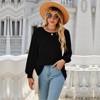 Coolmee Women's Blouses Dressy Casual Long Sleeve Shirts Clothing Puff Sleeve Tunic Tops with Smocked Cuffs - 3 of 4