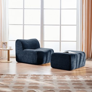 KWPZQEB Lazy Chair with Ottoman, Modern Large Accent Sofa Chair, Fabric Single Sofa Chair, Reading Chair Leisure Sofa Recliner for Apartment - 1 of 4
